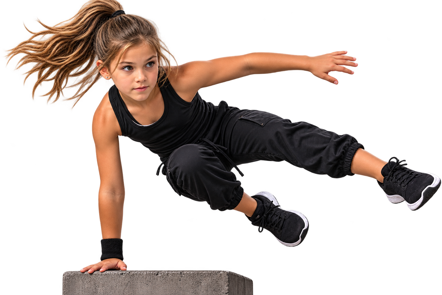 Athlete vaulting during a parkour class